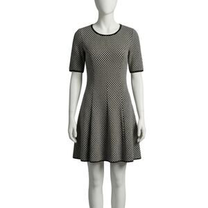 Danny and Nicole Black White Geometric Fit and Flare Dress Size 16